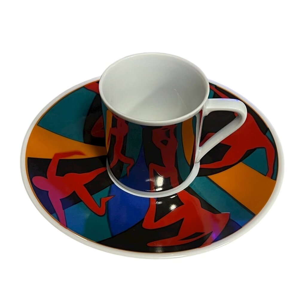 Pylones Paris Narcisse Espresso Cup And Saucer France Mirror Demitasse Vintage